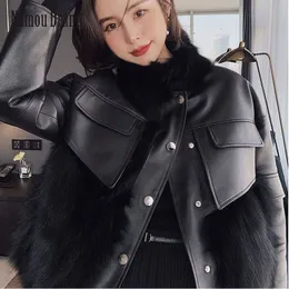 Women's Jackets Namou Drane Autumn Winter Imitation Fur Coat Female Sheep Skin Loose Slimming Young Leather 230728