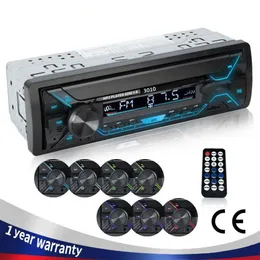 Universal Car Radio Audio 12-24V Truck Bluetooth Stereo Mp3 Player FM Mottagare 60WX4 med färgglada lampor AUX USB TF-kort Auto Kit283o