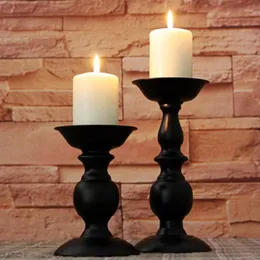 Ljusstakar svart klassisk trädgård retro romantisk te ljushållare ljusstake centros de mesa para boda centerpiece candelabra