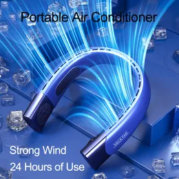 Andere Hausgarten 4000mAh hängender Halsventilator Tragbare Klimaanlage Blattloser Ventilator USB wiederaufladbarer Luftkühler 5-Gang-Elektroventilator für Sport 230729