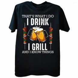 Herr t-skjortor det är vad jag dricker grill och vet saker bbq öl t-shirt design tshirts topps bomull män sommar