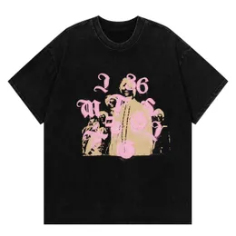 メンズTシャツ覆い張りのシャドウプリントティーソリッドカラーカジュアルTシャツサマーアウトドアルーズコットンティーメンズメイドスリーブ230728