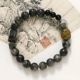 Оригинальный инновационный моран натуральный камень черные волосы хрустальные зеленые бусинки в китайском стиле подарок простой и элегантный браслет