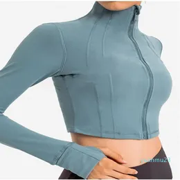 Jaqueta de ioga feminina Fecho com zíper Gola elástica Atlética Fina Fitness Roupa de ginástica Roupa à prova de vento Quente Lazer232