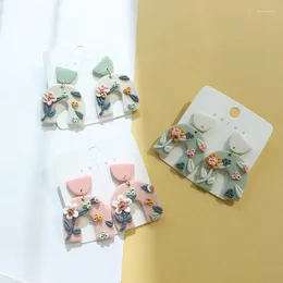 Dangle Earrings Euro-American Clay Pottery Drop 3D女性のための3次元の花