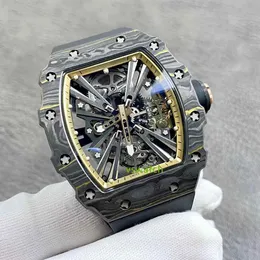 RMF 12-01 Hollow out Watch Swiss Floating Tourbillon Manual Winding Movement Gold Carbon TPT Sapphire Crystal Glass Natural Rubber Belt