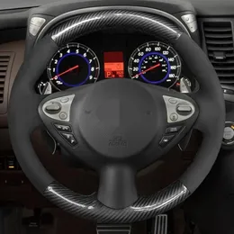 Car Steering Wheel Cover Black Carbon Fiber Suede For Infiniti FX FX35 FX37 FX50 QX70 Nissan Juke Maxima 370Z Sentra SV225K