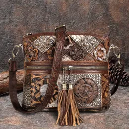 Torby wieczorowe szewca legenda kobieca torba bohemian oryginalna skórzana designerka kwiatowy crossbody luksusowe ramię Lady Tassels vintage torebki splice 230729