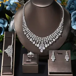 Bridal Zircon Jewelry Set - Pearl Necklace & Earrings Party Set For Women