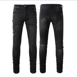 2023 Top New Mens Jeans Fashion Skinny Straight Slim تمزق جان مرونة الدراجات النارية الدراجات النارية سروال سروال كلاسيكي