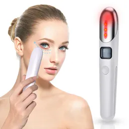 Ansiktsvårdsenheter EMS Electric Eye Massager Red Light Pon Therapy Compress Vibration Massage Anti Dark Circle Wrinkles Beauty Device 230728