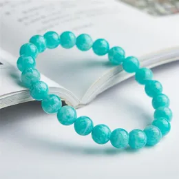 Strand äkta Moçambique Green Natural Amazonite Gems Stone Armband 8mm grossistkristallsträcka Rund pärla droppe