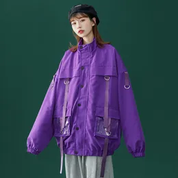 Kurtka damska Multipockets Streetwear WIDBONS Windbreaker Harajuku fioletowe Hip Hop Jerogi