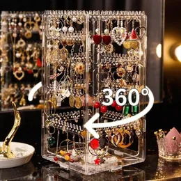 Jewelry Stand 360 ° Rotating Jewelry Display Rack Ear Clip Earrings Acrylic Storage Rack Portable Jewelry Storage Box Household Necklace Rack 230728