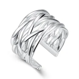 Bague tressée à la mode en argent sterling 925 entier - Bijoux d'ouverture LKNSPCR022310n