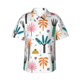メンズカジュアルシャツトロピカルビーチパームの木メンズハワイアン半袖ボタンダウンフローラル