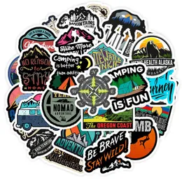 Adventure Travel Car Sticker 50pcs lot Outdoor Camping Waterproof Unique Stickers for Suitcase Laptop Macbook Skateboard Helmet Mo225c