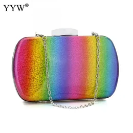 Evening Bags Women Rainbow Box Bag Fashion Designer Party Wedding Clutch Purse Female Mini Jelly Chain Shoulder 230728