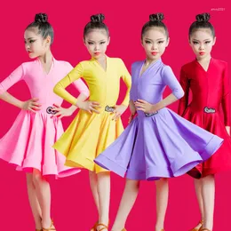 Stage Wear Style Latin Dance Children's Competition Uniform For Girls To Perform Professional Big Skirt Grading Art Examina