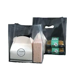 Förpackningspåsar Brödkaka Bageri Förpackning Plastpåse för låda Ta ut tydlig transparent med handtagsfallskontorskolan Busine OT5KW