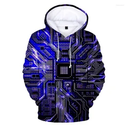 Męskie bluzy elektroniczne chip 3d druk zabawne mężczyzny bluzie z kapturem na co dzień swobodny sweter mody unisex hip -hopowy