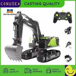 Electric RC Car 1 14 Huina 1593 582 RC Excavator Dumper Trucmer Truckler Crawler сплав сплавщик 2 4G Радио контролируемая инженерная игрушка для мальчика 230728