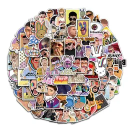 Waterproof sticker 50 100PCS Puerto Rican Singer Bad Bunny Stickers for Stationery Laptop Skateboard Car Motorcycle Funny Cool Gra273I