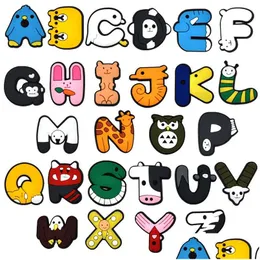 Sko delar tillbehör 26 bokstäver djur täpper charms jibitz charm stift droppleveransserien slumpmässigt