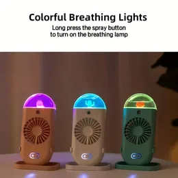 1pc Outdoor Rechargeable Handheld Portable Pocket Water Misting Fan Mini Air Cooler Mist Fan Humidifier Colorful Breathing Lights Cute Aesthetic Stuff