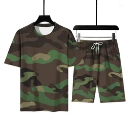 Men's Tracksuits Street Style Clothing T-shirts/Sets Camouflage Sportswear Military Outdoor Oversized