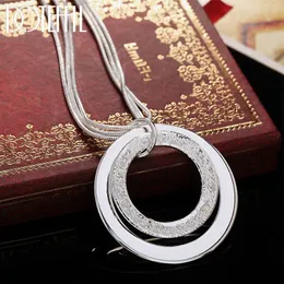 Strängar strängar Doteffil 925 Sterling Silver 18 tum Snake Chain O Shaped Frosted Pendant Necklace For Women Fashion Wedding Party Charm Smycken 230729