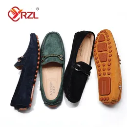 GAI Dress YRZL Big Size 48 Soft Driving Moccasins High Quality Flats Genuine Leather Shoes Slip-on Suede Loafers for Men 230729