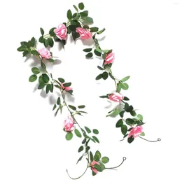 Flores decorativas Enredaderas artificiales Simulación Guirnalda Rosa Guirnalda Decoración de ratán Vegetación floral para fiesta Boda