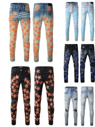 Designerskie dżinsy desig 55 kolory długa hipopowa naklejka haft szczupła prosta streetwear chude spodnie hurtowe 29-38