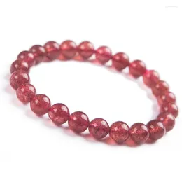 Strand Natural Strawberry Quartz Crystal Clear Round Beads Women Femme Charm Stretch Armband 7mm