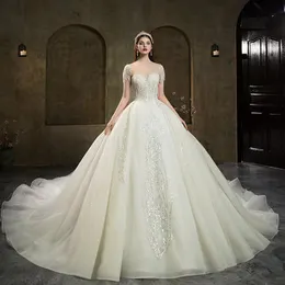 Bling Bridal Howns Wress Dresses свадьбы с новыми свадебными платьями Tulle o Nece Апплфиртальная линия с длинным рукавом.