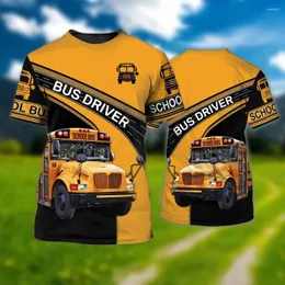 Мужские футболки Summer Casual O-образное вырезок негабаритная футболка хип-хоп топ 3D-школьной автобус с печено