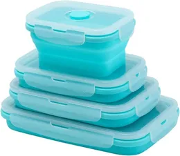 Thermoses 4 PCS Silikon Collapsible Food Storage Containrar med lock Lunch Box Bento BPA GRATIS FÖR KICKED PLAFTRI 230729
