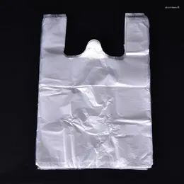 Storage Bags 100pcs Design Plastic T-Shirt Retail Shopping Supermarket Handles Packaging Packing For Business