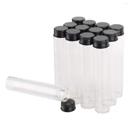 Bottiglie di stoccaggio 12 pezzi 80ml Vaso di vetro Fiale Terrario con coperchi in alluminio nero Dimensioni 30 150mm Per bomboniere Regalo Artigianato fai da te