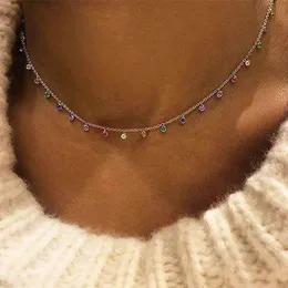 Strands Strings Rainbow Cz Simple Charm Delicate Women Girls Jewelry 925 Sterling Silver Statement Fine Choker Necklaces Classic 230729