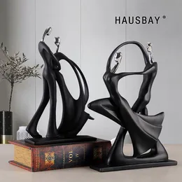 Resin Dancing Couple Statue European Sculpture Abstract Figurines Creative Crafts Wine Cabinet Home Decoration Ornaments D131 T200307n