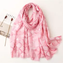 Halsdukar spanien mode rosa kronblad blommig frans viskos sjal halsduk hög kvalitet wrap pashmina stoles bufandas muslim hijab