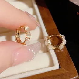 フープイヤリングヴィンテージシミュレートされた宝石小さなユニークな透明な美的耳指輪かわいいバックルガール美しい宝石