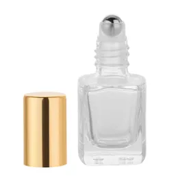 5ML Empty steel Roller bottles Square shape transparent Essential Oil glass bottle Thick bottle