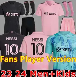 23 24 Inter Miamis Futebol Jerseys Messis CF Matuidi Campana Yedlin Beckham Higuain Jogador Fãs Versão Homens Camisa de Futebol Crianças Kits Especiais Conjuntos Infantis