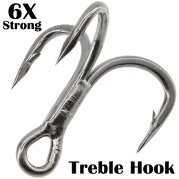 Fishing Hooks Treble Hook 6X Strong Carbon Steel Classic Round Bend Triple Fish Set for Big Game Bluefish Salmon Kingfish 230729