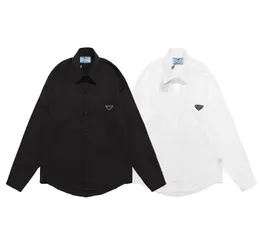 Tasarımcı Erkekler Beyaz Gömlek Üçgen Logo Lüks İş Gündelik Gömlekler Uzun Kollu Siyah Beyaz Asya Boyut M-3XL