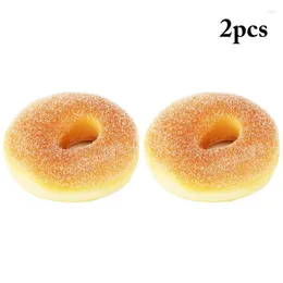 Decorative Flowers 2pcs/Set Cute Artificial Donut Cake Dessert Fake Food Pography Prop Simulation Realistic Model Tea Table Decor