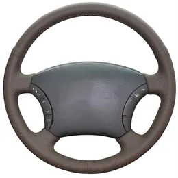 Capa de volante de carro de couro natural marrom escuro para Toyota Land Cruiser Prado 120 Land Cruiser 2003-2007 Tacoma 2005-2011245r